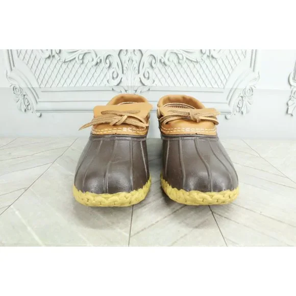 LL Bean Brown Leather Rubber Moc Gum Shoe Low Top Ankle Boots 8 M - Picture 4 of 10